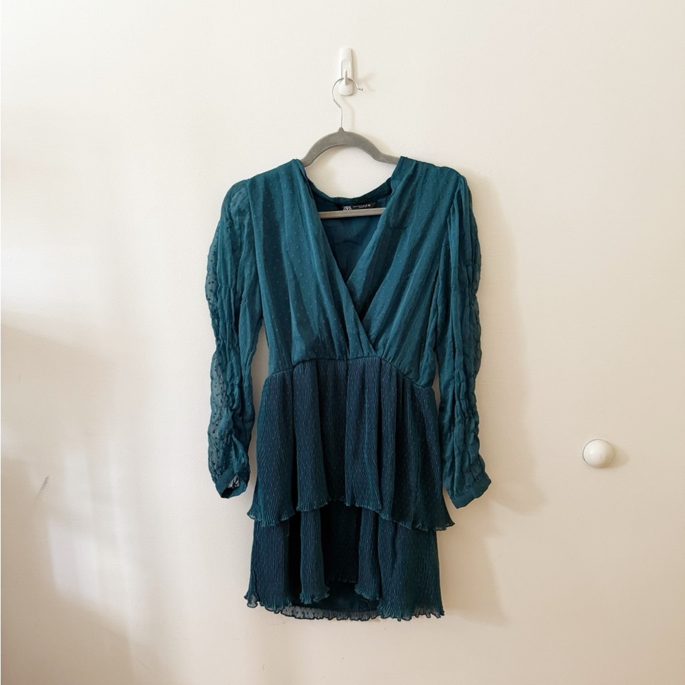 Zara Teal Long Sleeve Dress